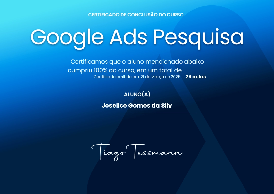 Certificado Google Ads Pesquisa